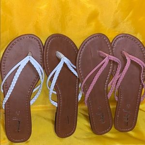 Thong slippers white and pink